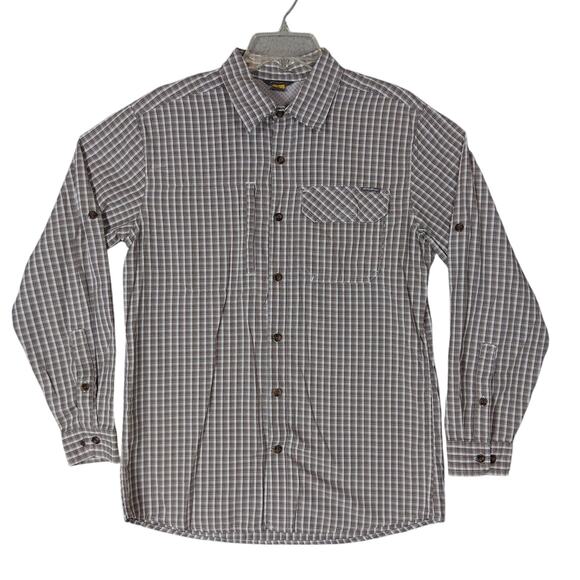 Eddie Bower Plaid Button Down Shirt Brown Tan Long Sleeve Size Medium Men's - Picture 1 of 10